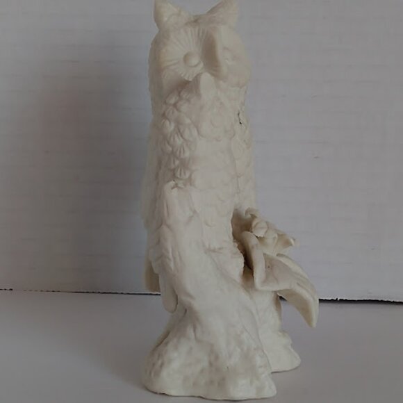Vintage Porcelain Owl Figurine Two White Owls on Tree Branch - Picture 3 of 5